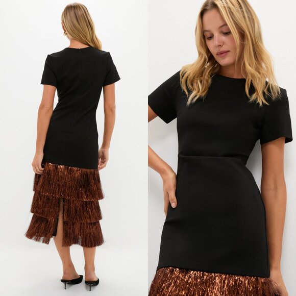 Tuckernuck Hyacinth House Francie Fringe Maxi Dress Black Metallic XXS NWT - Picture 12 of 13